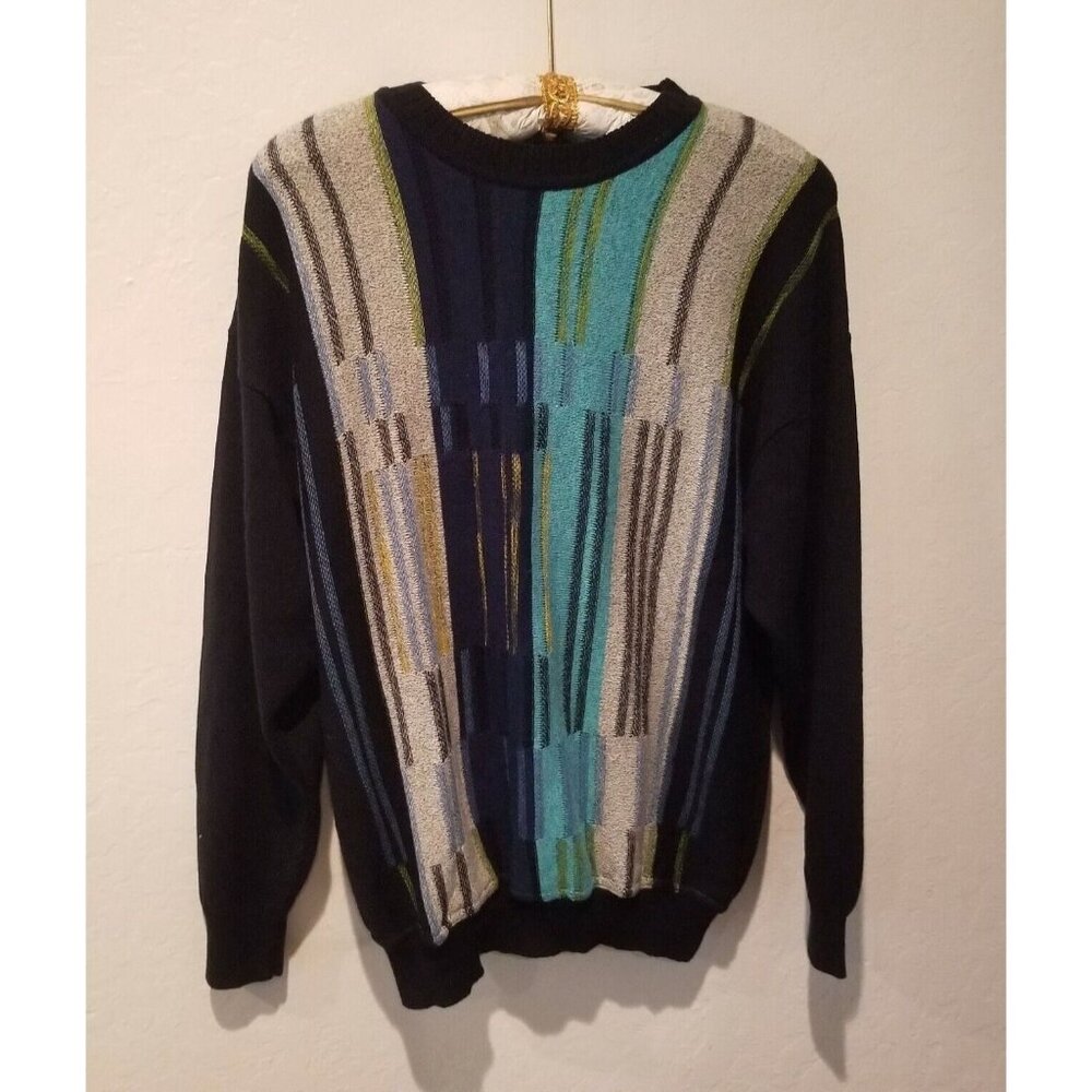 Vintage 80s-90s Monello Mens Golf Sweater Crew Neck Italian Knit Coogi-style